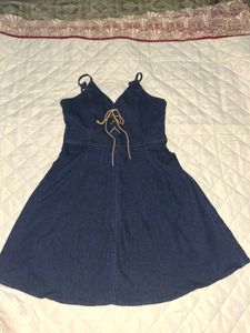 Denim Lace-Up Mini Dress size-small