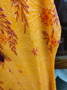 Orange Printed Viscose Rayon Straight Kurta