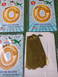 Letter 'O' Gold Foil Balloons n others 7pc