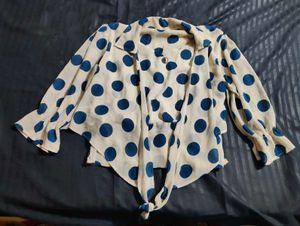 Polka Dot Tie-Front crop top