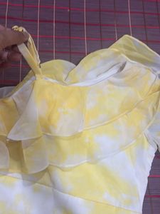 Yellow Tie-Dye Ruffle Dress