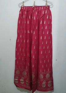 Red Palazzo pant leaf paisley floral Gold print