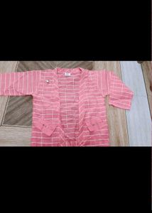 Pink Checkered Kurta Set with Jacket