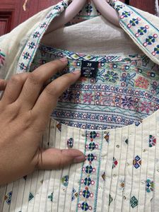 White Ethnic Kurta Set with Mul Dupatta