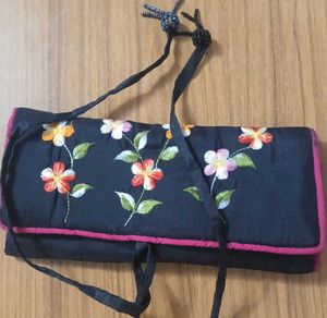 Embroidered Floral Clutch Bag