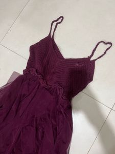 Crochet dress with mesh skirt
