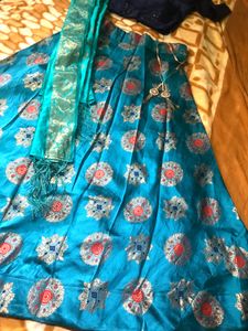 Teal Lehenga With Padded Choli