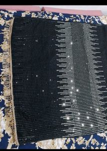 Party Wear Black Sequence Saree