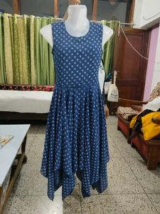 Zeel Creation Navy Blue Printed Midi Dress