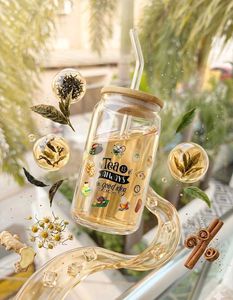 Customize Tea Lover Glass Tumbler with bamboo lid