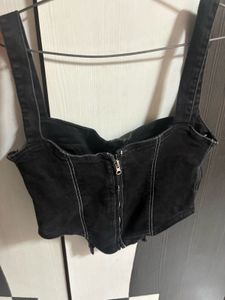 Black Denim Corset Top