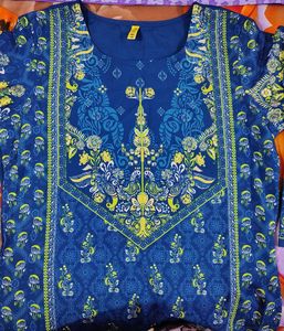 Beautiful Blue Printed  long Kurta