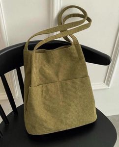 Corduroy Tote Bag - Olive Green