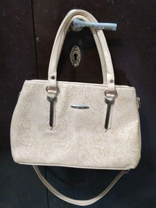 Stylish Cream Floral Handbag