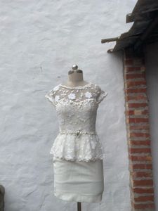 Elegant White Lace Peplum Gown