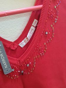 SALE 50%off🚨V-Neck Embellished Red Tank Top