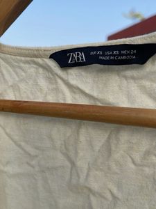 Cream Linen Blend Cropped Top