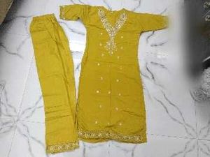 Embroidered Yellow Kurta Set