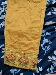 Orange embroidered  pants