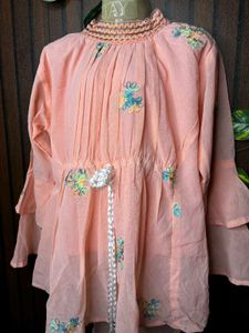 Peach Embroidered Kurti
