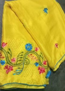 Yellow Embroidered Saree