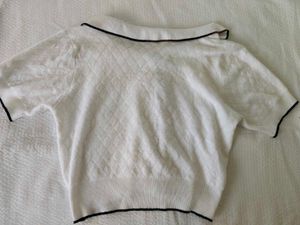 Chic White Knit Button-Up Top