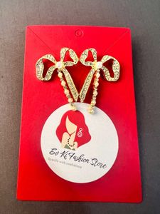 Sparkling Bow Earrings with Pearls