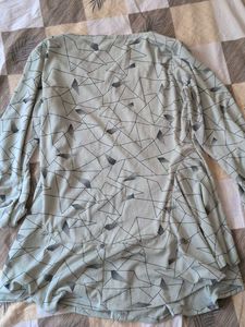 Unique Geometric Print Flared Sleeve Top