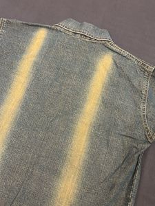 Retro yellow tinted washed denim jacket