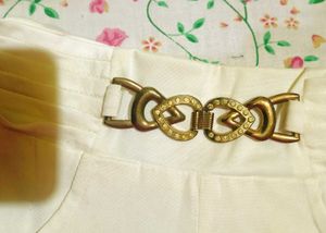 White Palazzo Pants with Gold Chain Detail