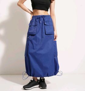 Blue Cargo Maxi Skirt