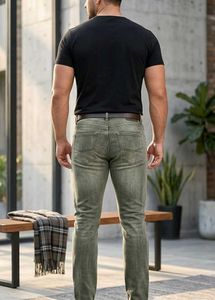 Men’s Grey Washed Denim Jeans – Size 44
