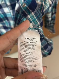 ONLY Blue &amp; Green Plaid Button-Up Shirt
