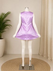 Lilac Satin A-Line Mini Dress