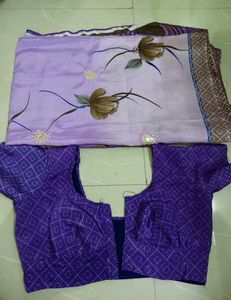 Elegant Lavender Saree with Blouse