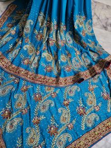 Blue 💙 party wear saree with blouse