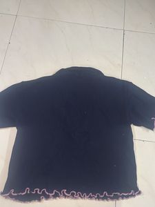 Navy Blue Zip Up Crop Top