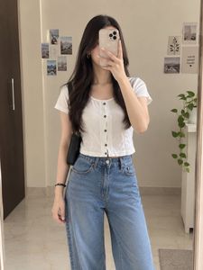 White Button-Up T-Shirt