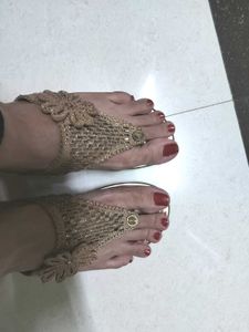 Sparkly Gold Flower Thong Sandals