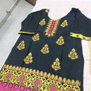 Ethnic Kurta Set - Black &amp; Yellow