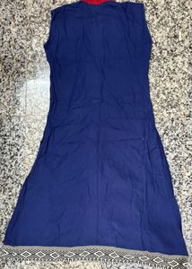Blue Sleeveless Ethnic Kurta