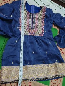 Elegant Blue Kurta Set with Embellished Pants