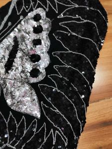 Sparkling Butterfly Embellished Black Blouse