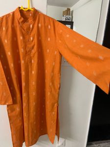 Vibrant Orange Printed Kurta