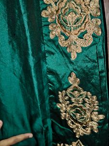 Elegant Emerald Green gown with dupata i