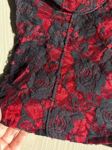 Red &amp; Black Floral Lace Corset Top