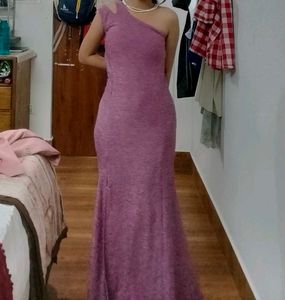 Sparkly One-Shoulder Evening Gown