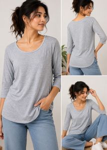 Striped 3/4 Sleeve Casual Top