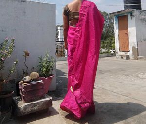 pink saree with blouse