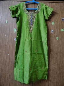 3xl Vibrant Green Embroidered Kurti